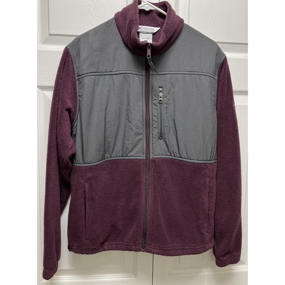 Columbia Women's Full Zip Jacket Sz L Purple/ Plum& Gray Fleece Nylon Coat